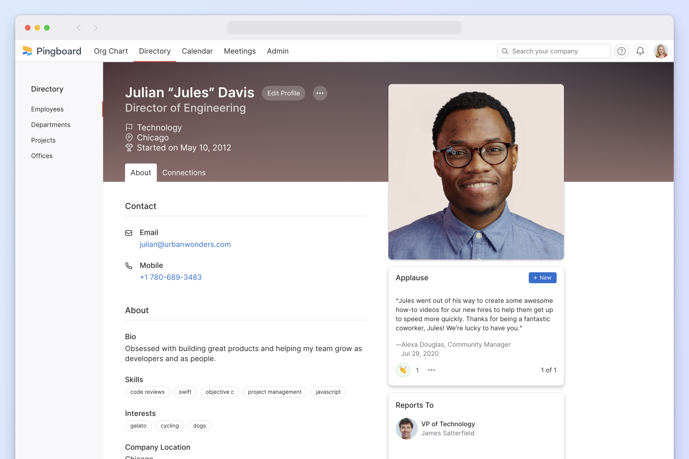 screenshot of Workleap Pingboard